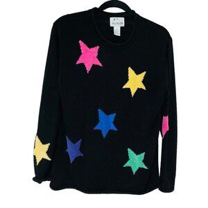 Vintage Quacker Factory Womens Embellished Sweater M Roll Neck Cuff Hem‎ Chunky